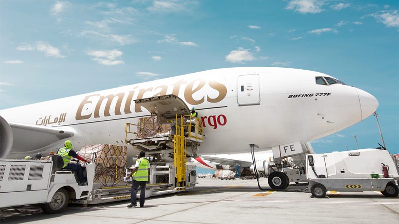 An Emirates SkyCargo plane being loaded. The airline reported 11% growth in H1 2023 – before the Red Sea disruption