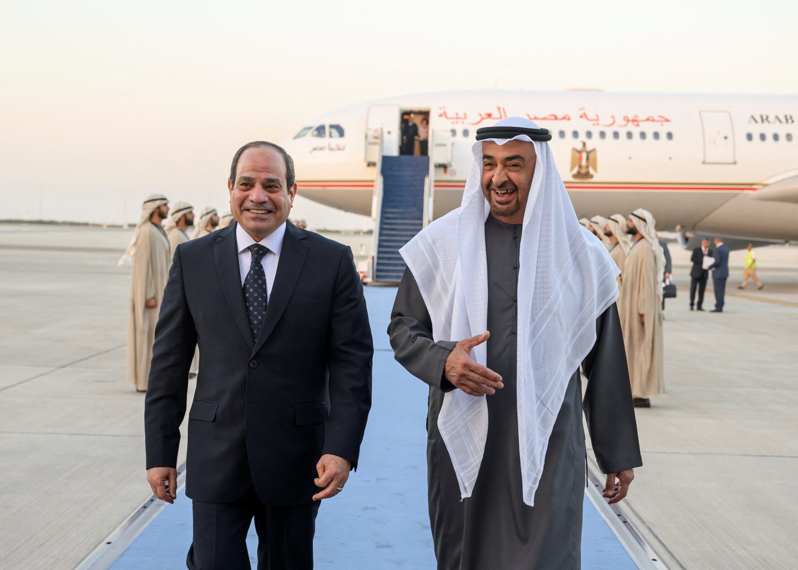 The presidents of Egypt and the UAE, Abdel Fattah El Sisi and Sheikh Mohamed bin Zayed Al Nahyan