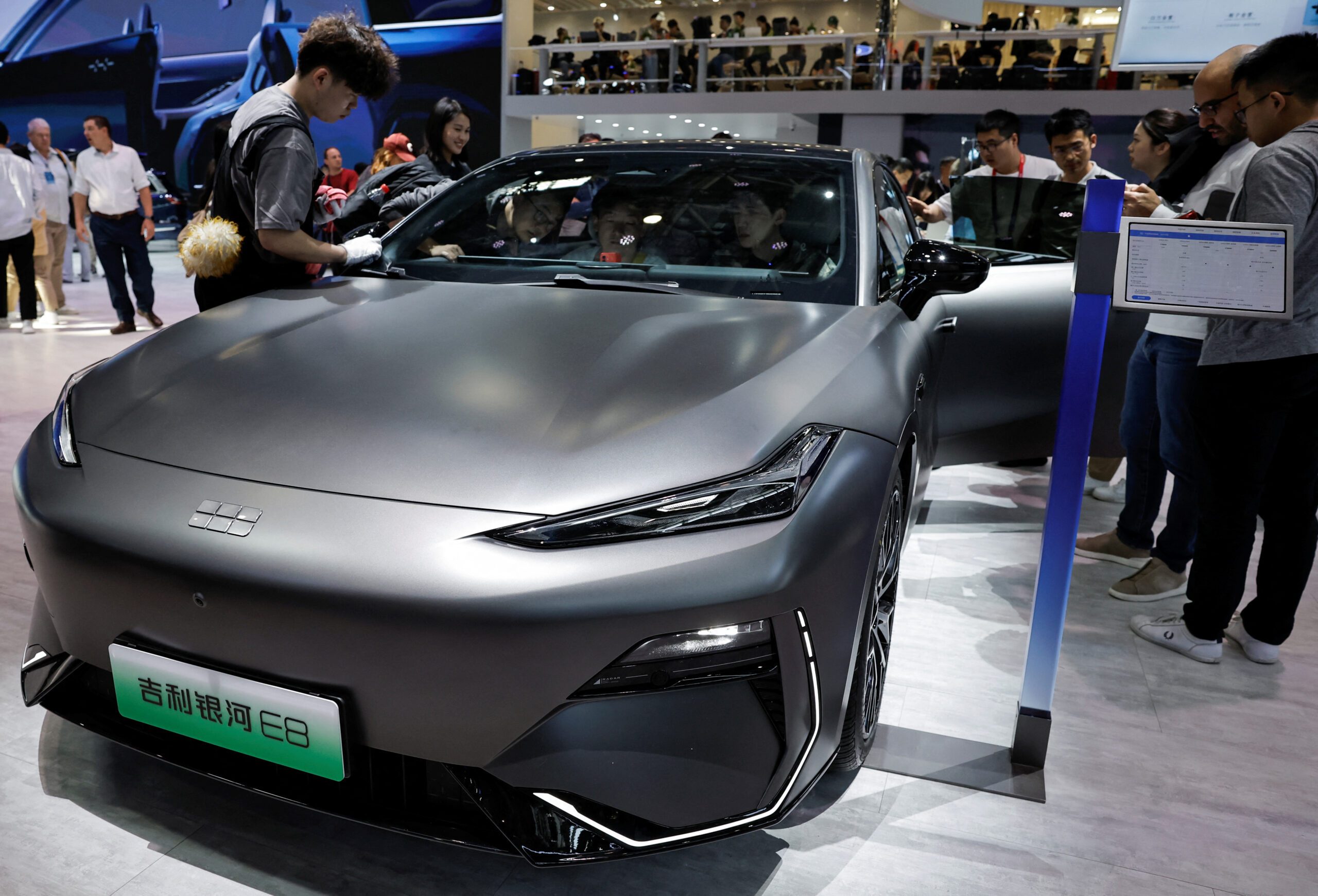 A Geely Galaxy E8 electric vehicle at Auto China 2024. Geely is one of the most popular Chinese car brands in the Gulf