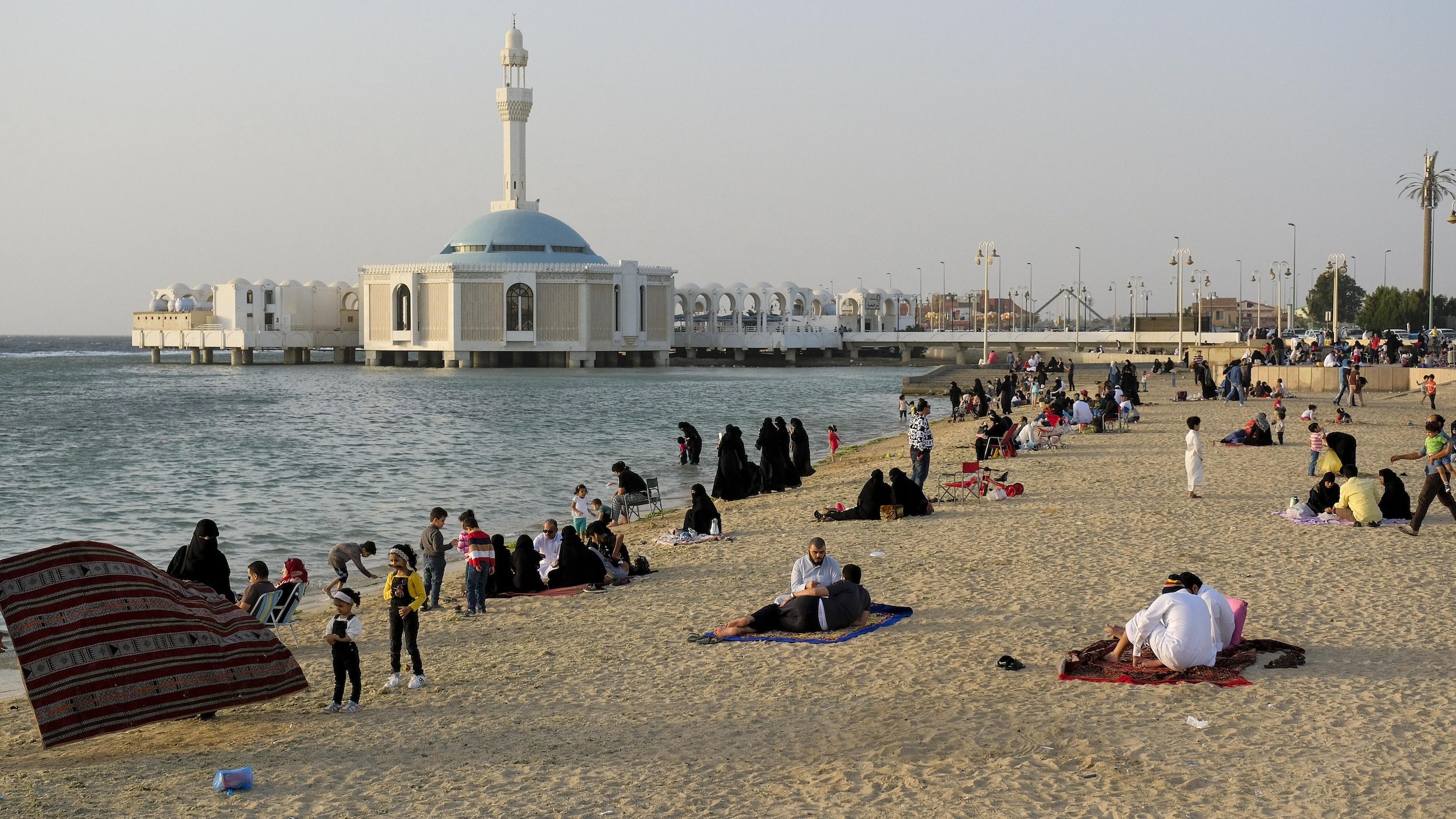 Visitors enjoy a Jeddah beach; Cruise Saudi already manages international cruise ship stops in Jeddah, Yanbu and Dammam