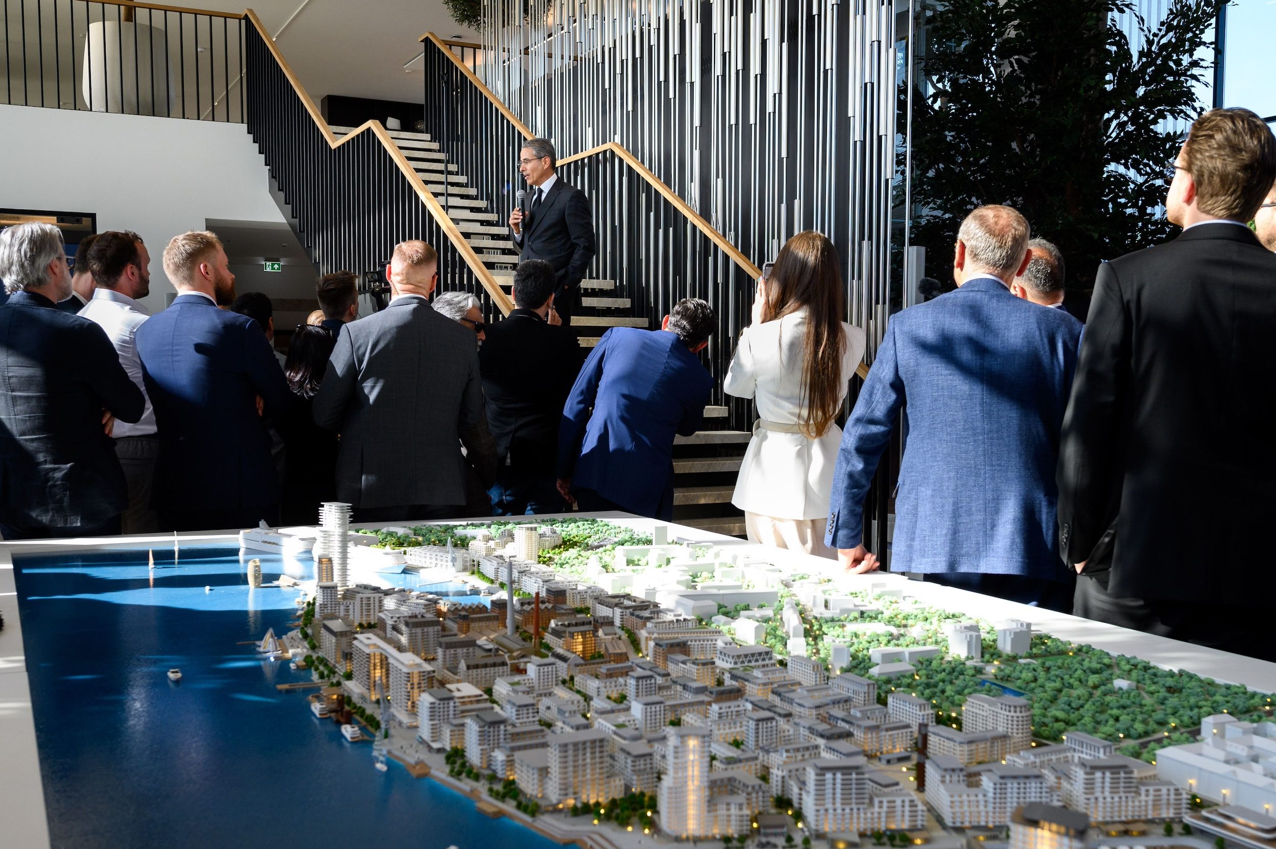 Cafeteria, Indoors, Restaurant Mohamed Alabbar, founder and chairman of Eagle Hills Properties, announced the launch of Riga Waterfront on Thursday