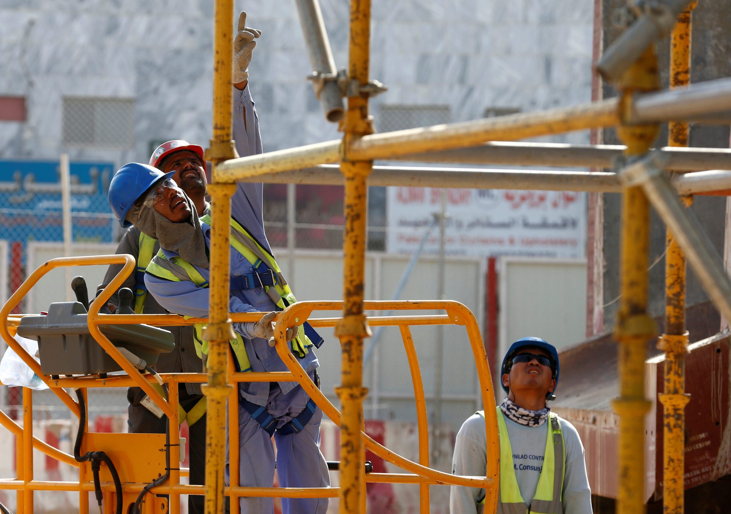 Workers at a Riyadh construction site. The Tonomus competition aims to find innovation in the sector