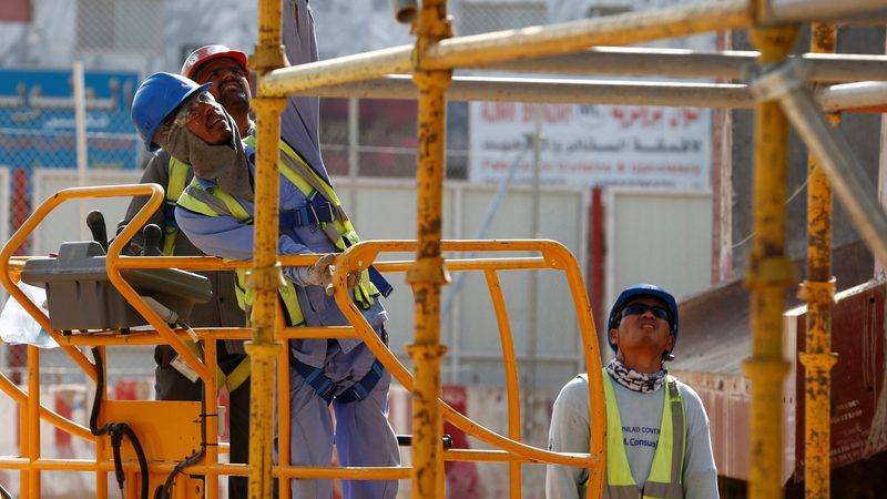 Workers at a Riyadh construction site. The Tonomus competition aims to find innovation in the sector