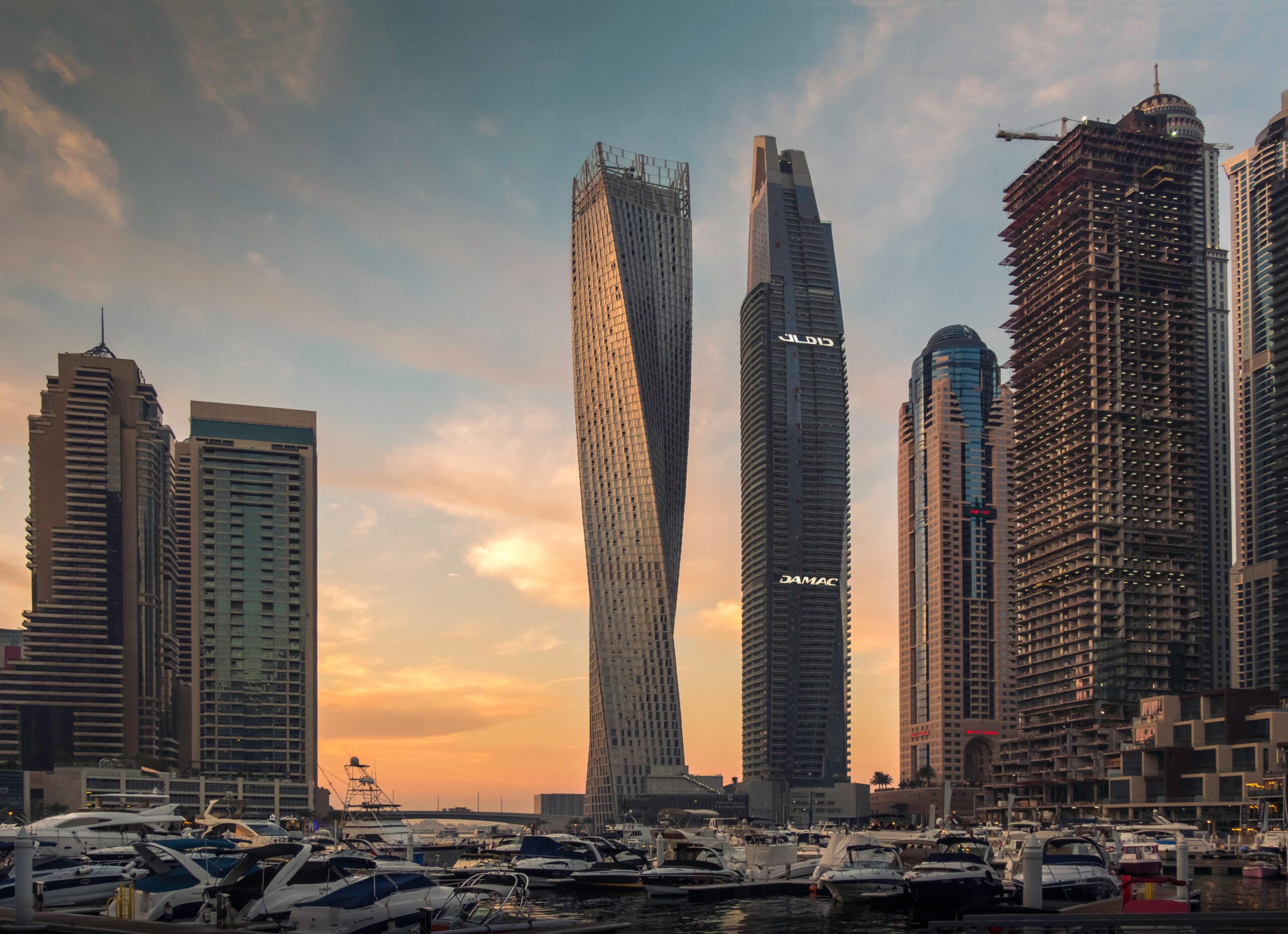 The twisted Cayan Tower in Dubai Marina is among Drake & Scull's projects