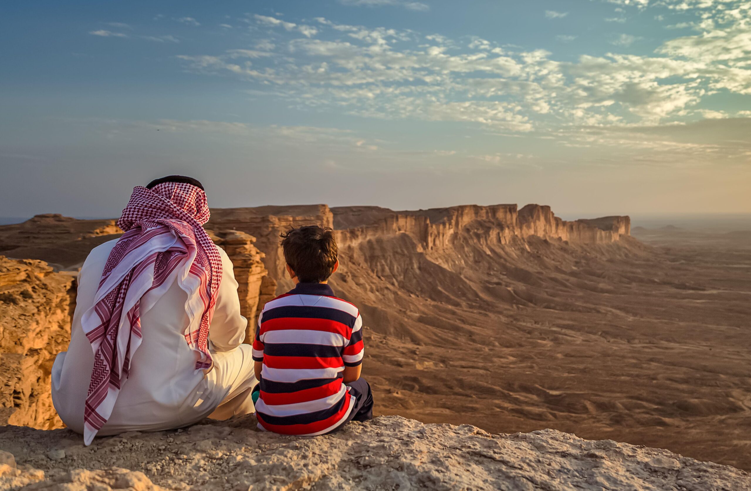 Visitors to the Edge of the World, a natural landmark and popular tourist destination near Riyadh. Interacting with local people is important, says the tourism minister