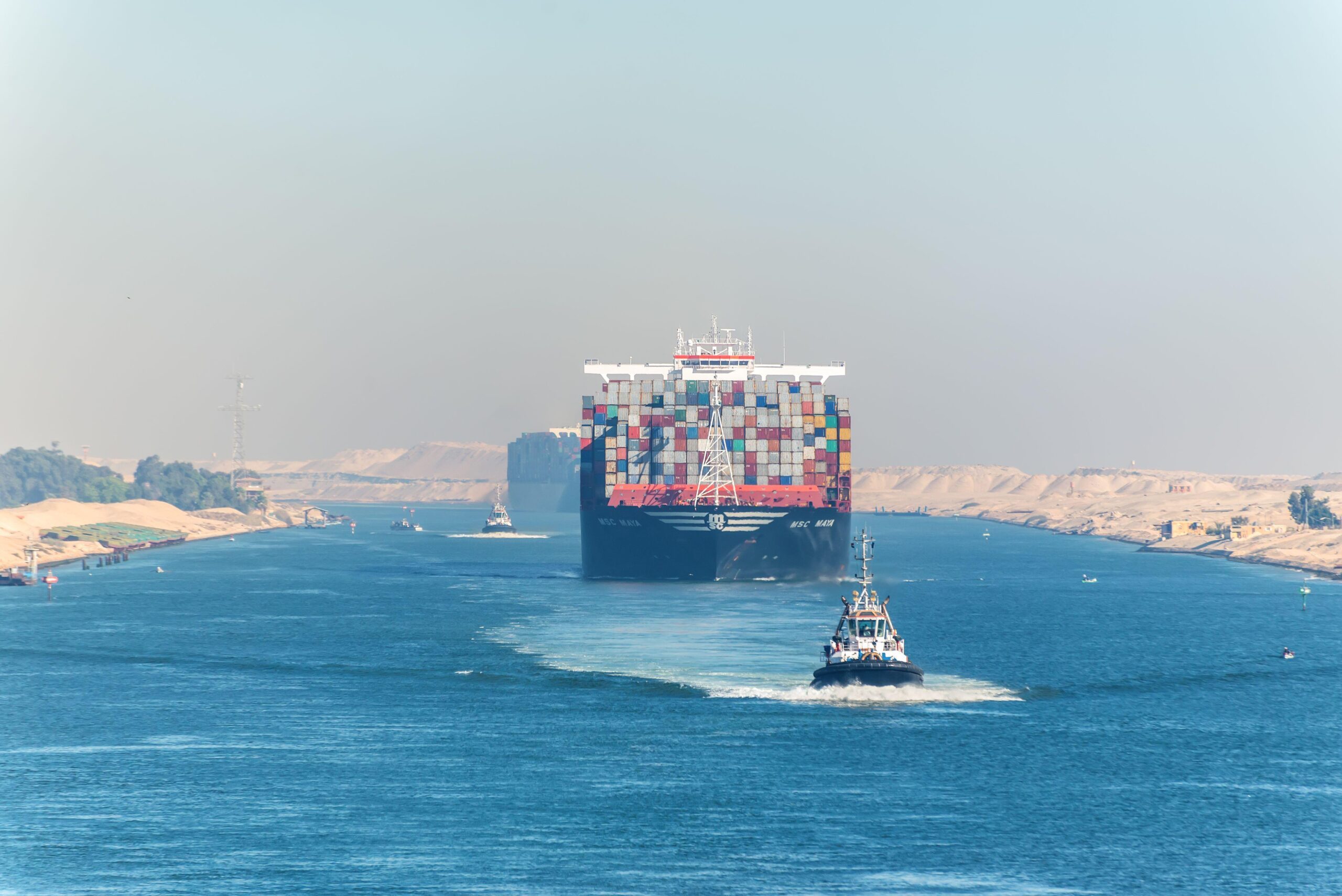 The number of ships traversing the Suez Canal has almost halved and Egypt expects a substantial revenue fall