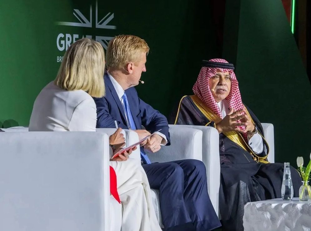 UK deputy prime minister Oliver Dowden and Saudi Arabia's minister of commerce Dr. Majid bin Abdullah Al-Qasabi at the Great Futures conference in Riyadh