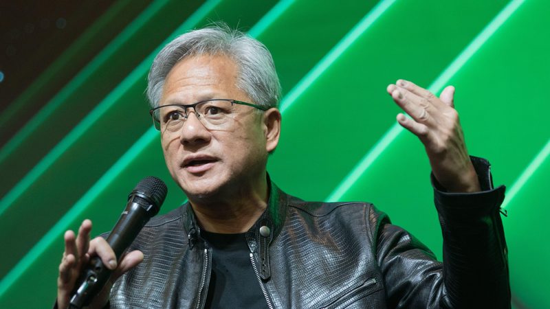 Nvidia president and CEO Jensen Huang at a media briefing in Taipei