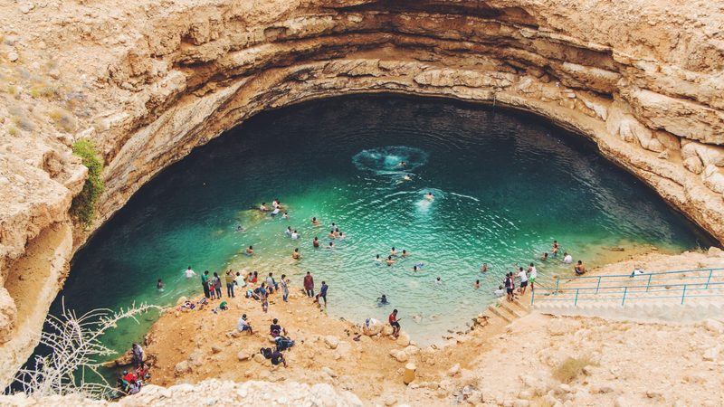 Visitors at the Bimmah Sinkhole in Oman. The number of Russian tourists reached more than 53,000 last year