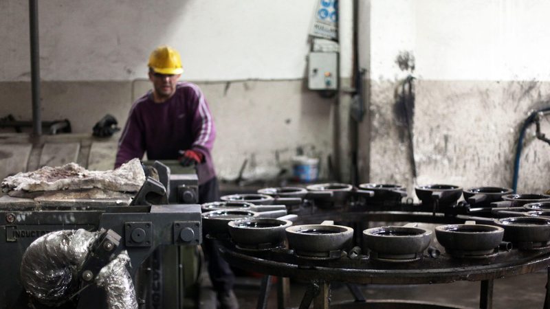 A worker at a foundry in Istanbul. Turkey's manufacturers reported drops in both domestic and foreign orders in the May 2024 PMI