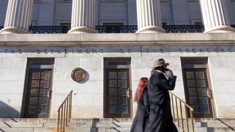 The US Treasury building in Washington. US 10-year bond yields closed at 4.2% last week