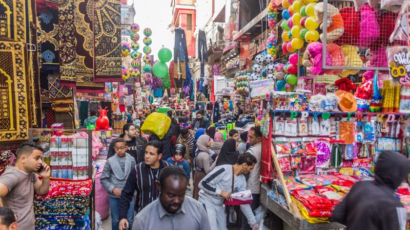 A busy market street in Cairo. Credit-hungry Egyptians can use consumer finance app MNZL to borrow money using their home or car as collateral