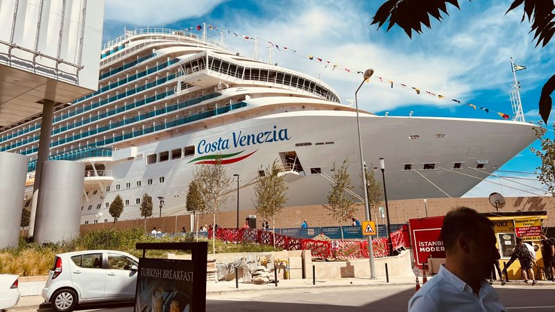 A cruise ship in Istanbul. Second-half services sector exports in 2024 are expected to be stronger, as they will take in the bulk of the summer tourism season