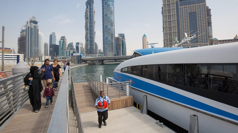 A water taxi in Dubai's Business Bay, where off-plan real estate prices surged in 2023