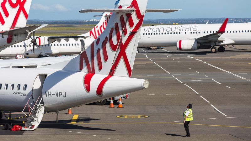 Virgin Australia jets at Melbourne Tullamarine Airport. The airline was bought out in 2020 when it went into administration