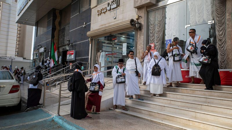 Saudi hotel llicences. Hajj pilgrims from Indonesia at a hotel in Mecca. Pilgrimages form a large part of Saudi Arabia's tourism goals