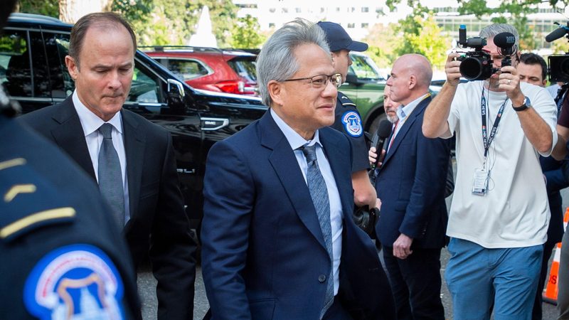 Nvidia CEO Jensen Huang arrives for the Inaugural Artificial Intelligence Insight Forum in Washington DC last year, which discussed how the US should craft AI legislation