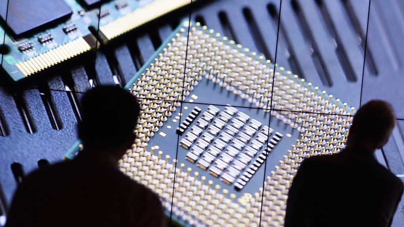 Visitors at the Taiwan Semiconductor Manufacturing Co museum in Taiwan. The proposed chip-making projects in the UAE could require more than $100 billion in investments