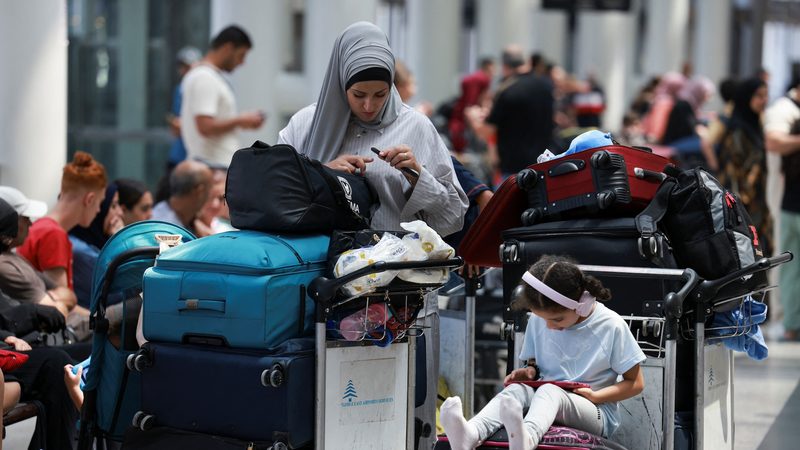 A busy Beirut airport in August this year; the airport is currently open but flights are limited