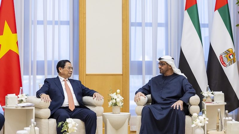 UAE president Sheikh Mohamed bin Zayed Al Nahyan meets with Vietnamese prime minister Pham Minh Chinh in Abu Dhabi