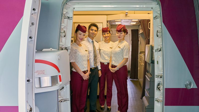 Crew on a Qatar Airways Boeing 777 - all of this model are planned to have Starlink internet by the end of the year