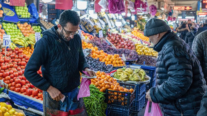 Shopping for groceries in Ankara; Turkey has benefitted recently from a period of stability and cooling of inflation