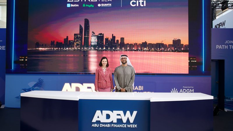 Astra Tech managing director Tariq Bin Hendi, right, at Abu Dhabi Finance Week