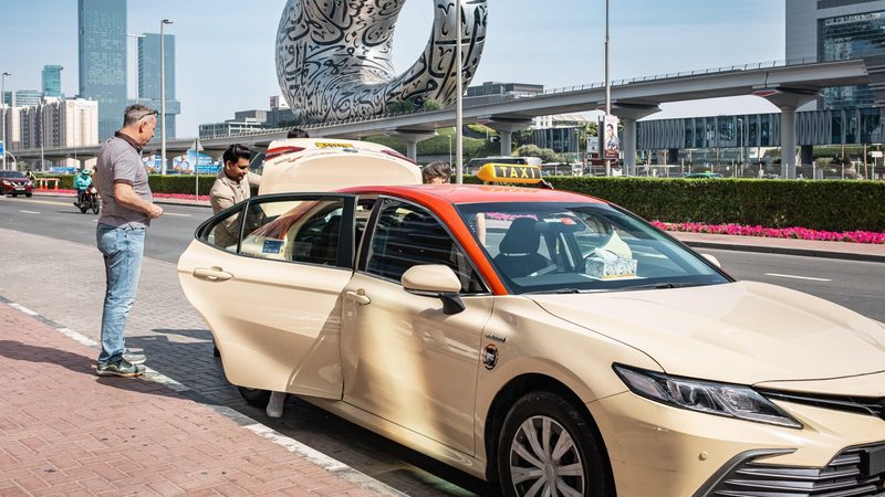 A Dubai taxi on Sheikh Zayed Road. Estonian ride-hailing company Bolt will initially offer limousine services in partnership with DTC