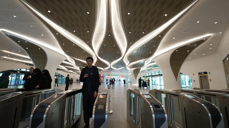 Passengers at King Abdullah Financial District station on the Riyadh Metro. The city has emerged as a hub for Middle East startups