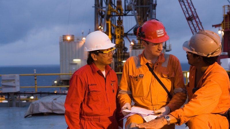 Workers on a rig in the Natuna field. Kuwait is investigating further developments in Indonesia