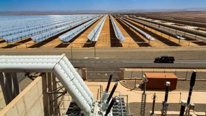 The Noor Ouarzazate solar complex in Morocco. Renewables account for 44% of the country's energy mix