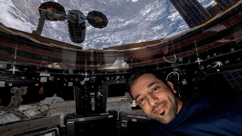 UAE astronaut Sultan Alneyadi pictured in 2023 in the International Space Station's viewing cupola