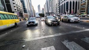 Traffic on Khalifa Bin Zayed the First street in Abu Dhabi. The city ranked 473rd in congestion levels worldwide, significantly lower than Dubai, which ranked 154th