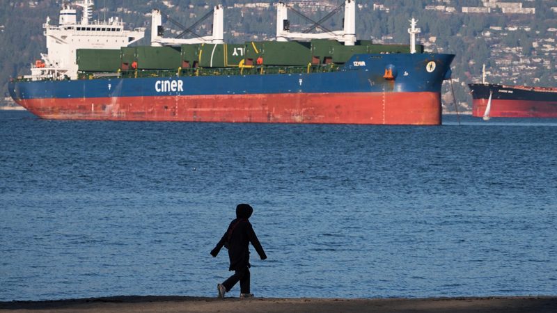 A Ciner freighter at anchor near Vancouver. The shipping line operates 24 vessels