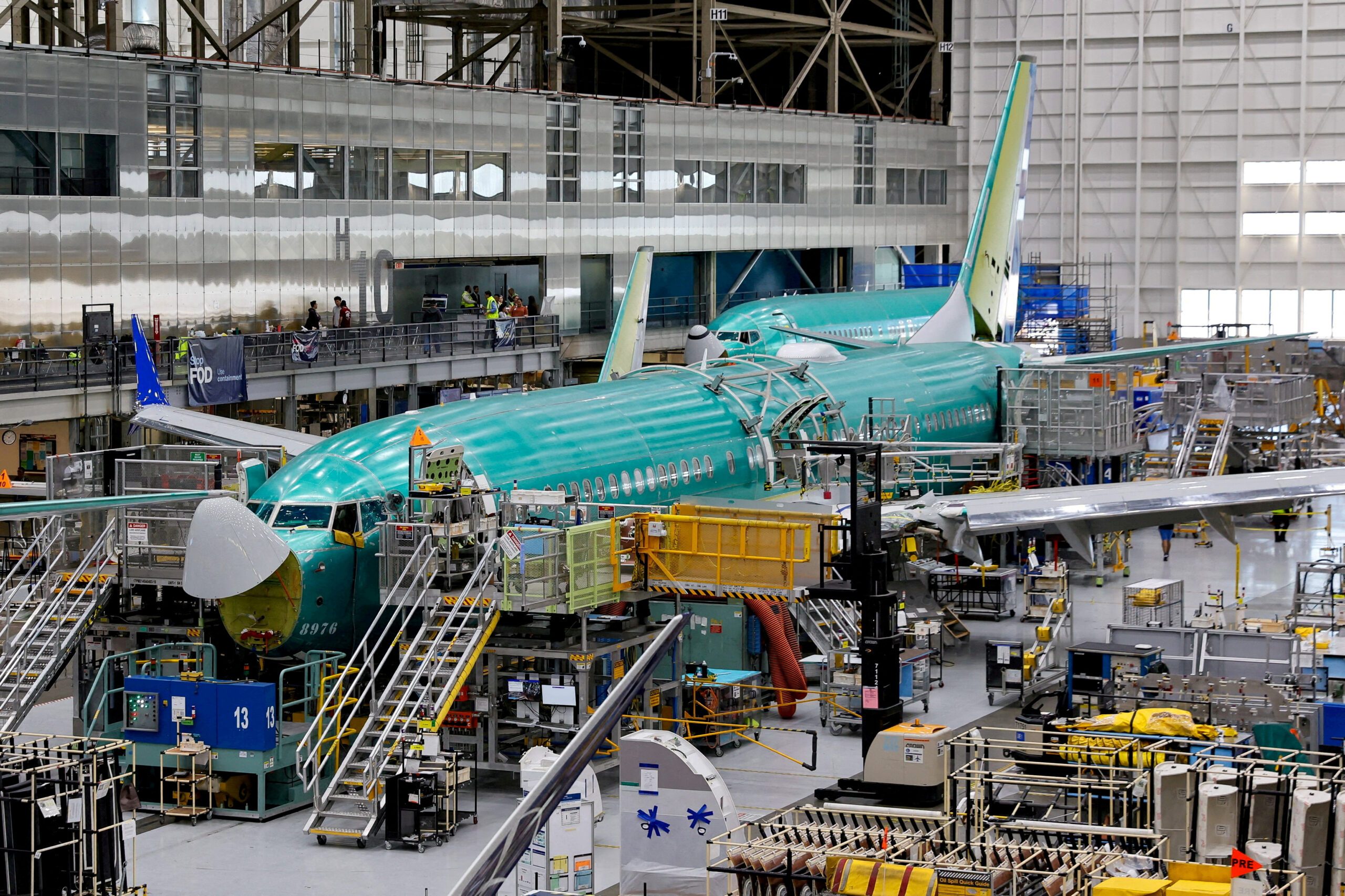 Gulf aircraft disruption: a Boeing 737 Max being assembled. The manufacturers' woes are having a knock-on effect on airlines