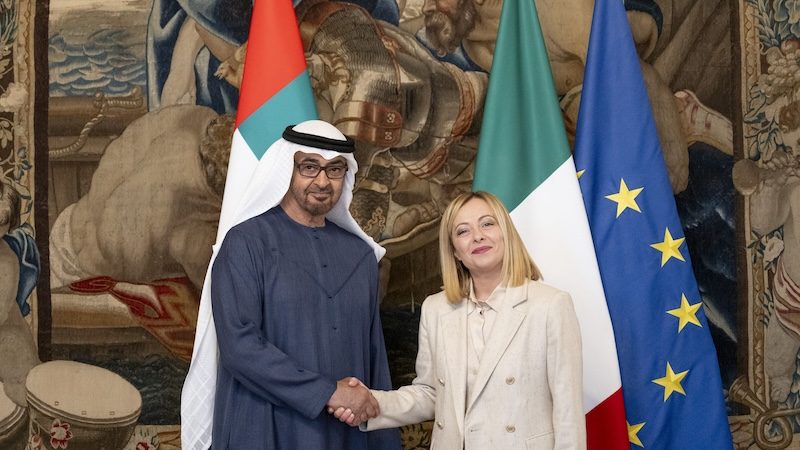 UAE President Sheikh Mohamed bin Zayed Al Nahyan meets Italy’s President Giorgia Meloni during his state visit to Rome