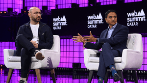 Tabby CEO Hosam Arab, left, and Peak XV managing director GV Ravishankar at Web Summit Qatar 2024