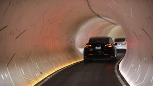 A Tesla vehicle inside the Las Vegas Loop – Dubai has signed a deal for a similar tunnel system