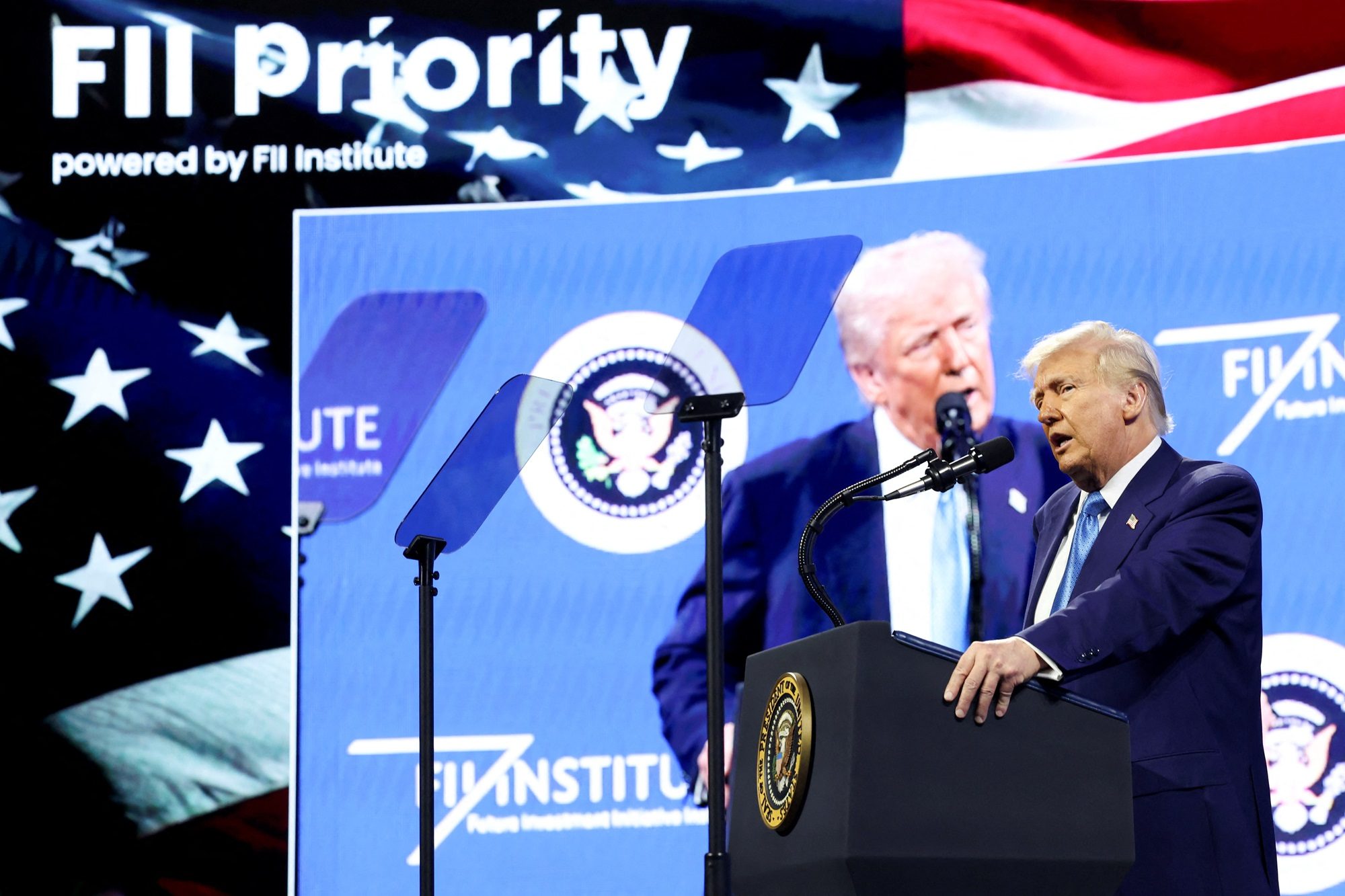President Trump was a guest at the FII event in Miami, where speakers praised Saudi Arabia's investment potential