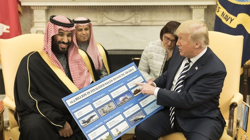 US President Donald Trump and Saudi Crown Prince Mohammed bin Salman discussing mutual trade, during Trump's first term