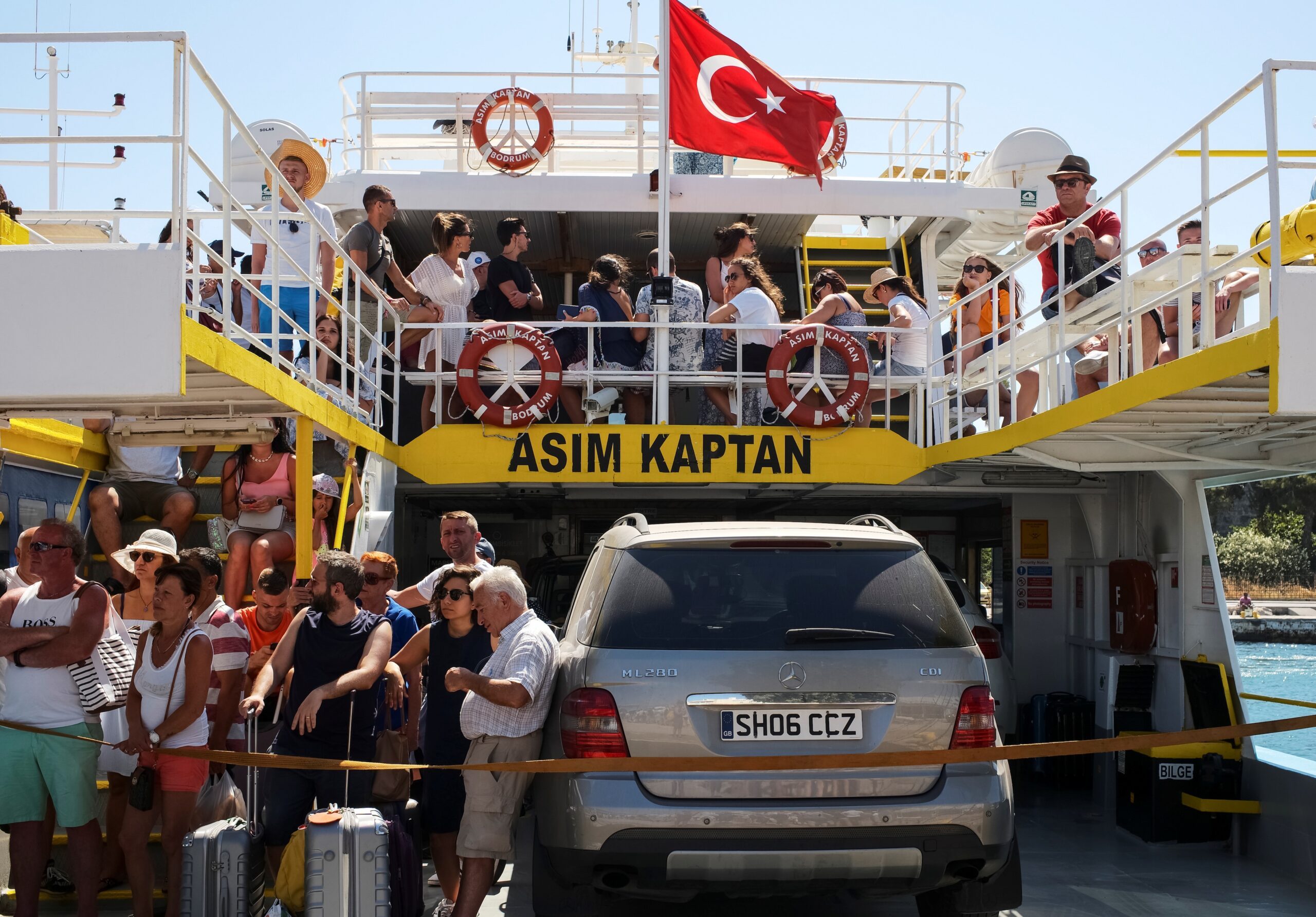 A ferry from the Turkish resort town of Bodrum arrives in Kos, Greece. Greece is one of the most popular destinations for Turkish travellers