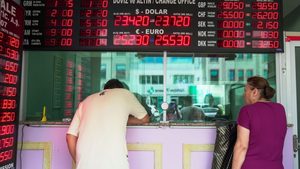 People at a currency exchange in Izmir, Turkey. The Turkish government has a 2026 inflation target of 12 percent