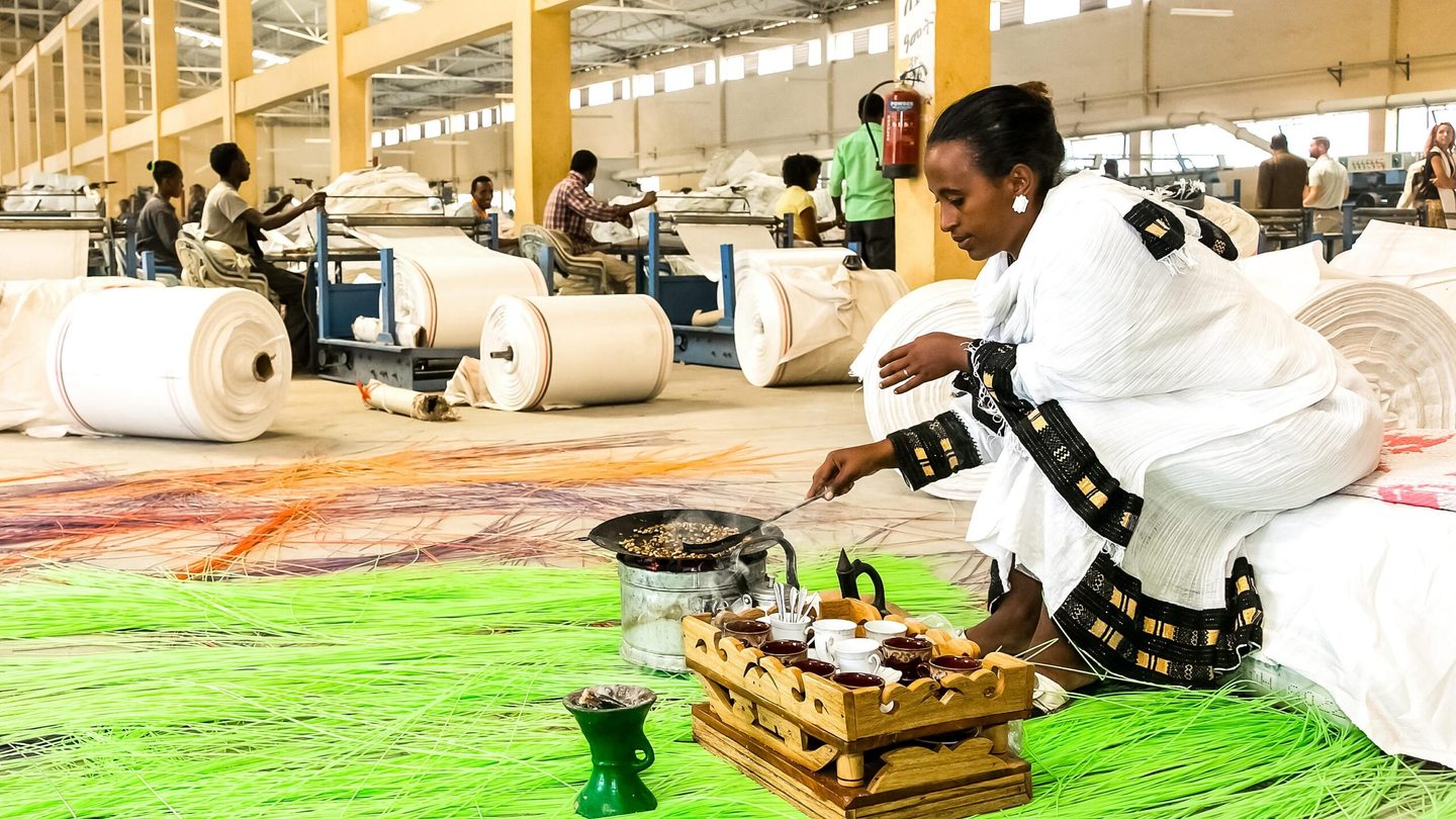 A fabric weaving factory in Addis Ababa. The US African Growth and Opportunity Act prompted Egyptian companies to establish textile and garment manufacturing facilities in Ethiopia