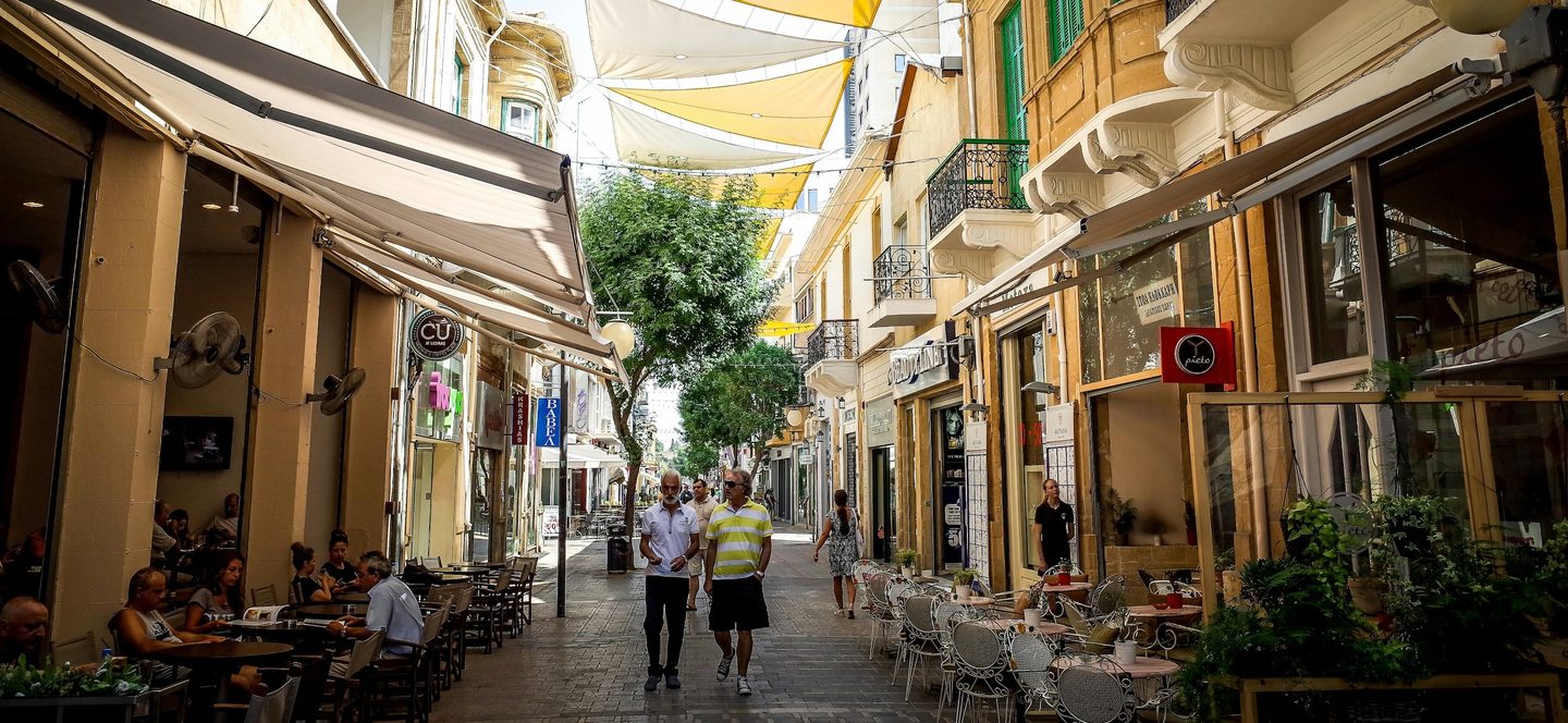 City, Road, Street Tourists enjoy a stroll in Nicosia. Cyprus has long been a haven for people escaping conflict in their home countries