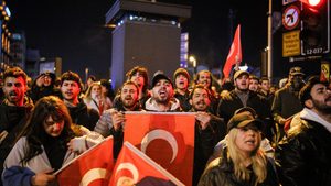 Supporters of Istanbul Mayor Ekrem Imamoglu gather to protest against his detention. Uncertainty in Turkey may dampen US investor interest