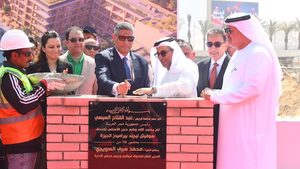 Government officials and company executives at the foundation stone laying ceremony of Sofitel Legend Pyramids Giza